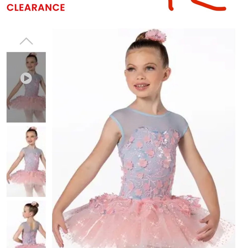 Pink and Blue Ballet Dance Costume with Tulle Skirt